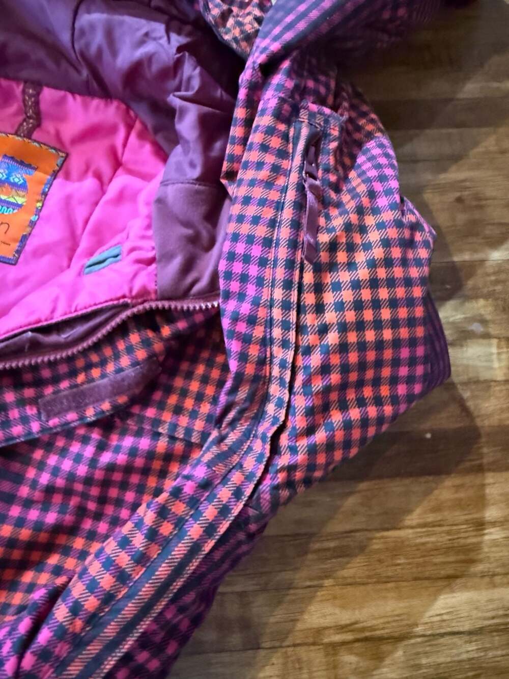 Burton Gingham Red Pink Hooded Jacket Size L (n1) - Picture 7 of 8
